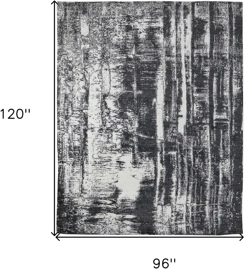 Black and Gray Abstract Hand Woven Area Rug Photo 3