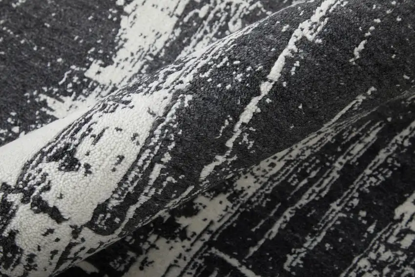 Black and Gray Abstract Hand Woven Area Rug Photo 6