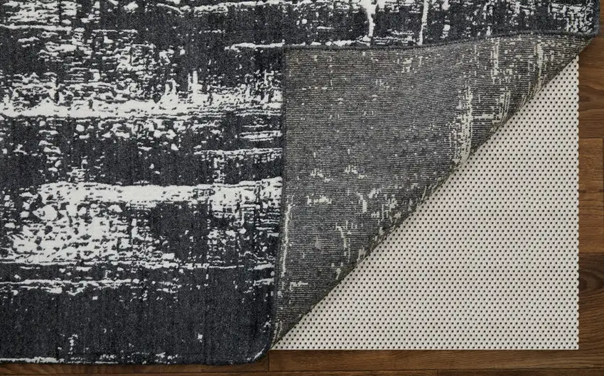 Black and Gray Abstract Hand Woven Area Rug Photo 8