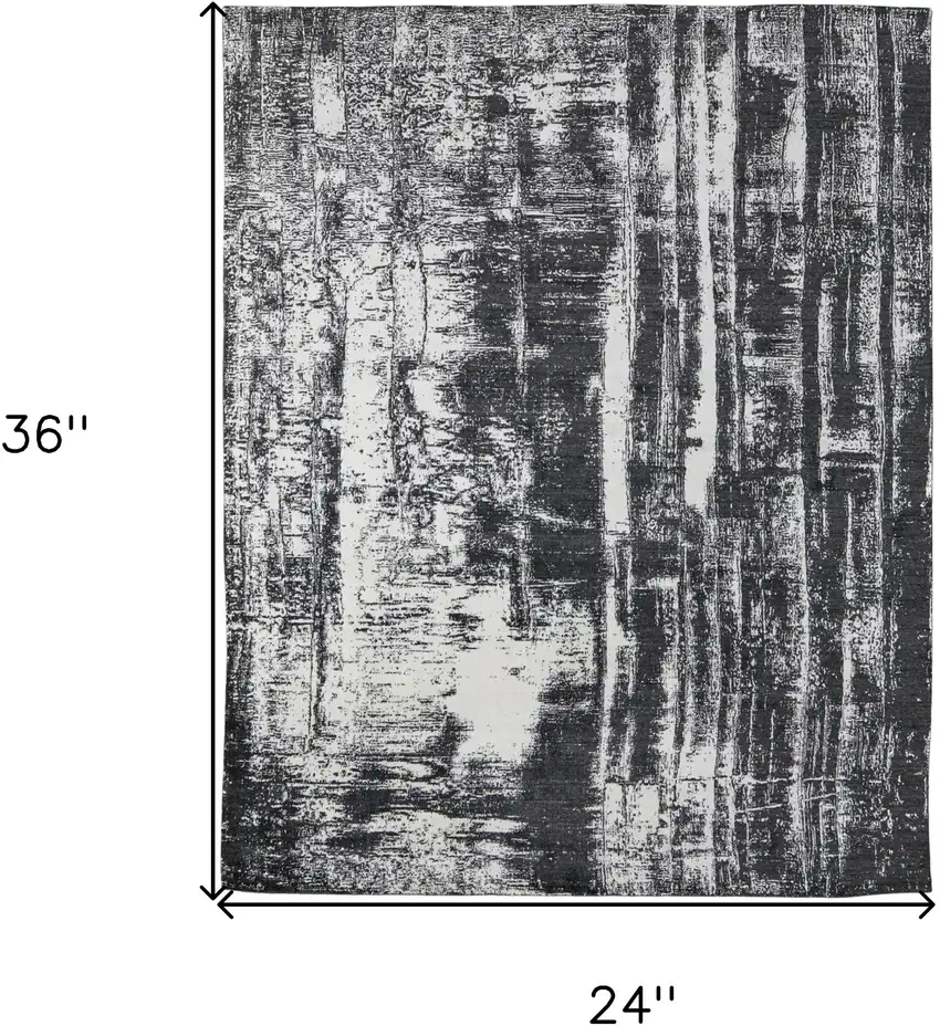 Black and Gray Abstract Hand Woven Area Rug Photo 3