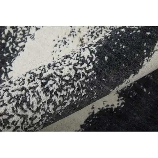 Black and Gray Abstract Hand Woven Area Rug Photo 8