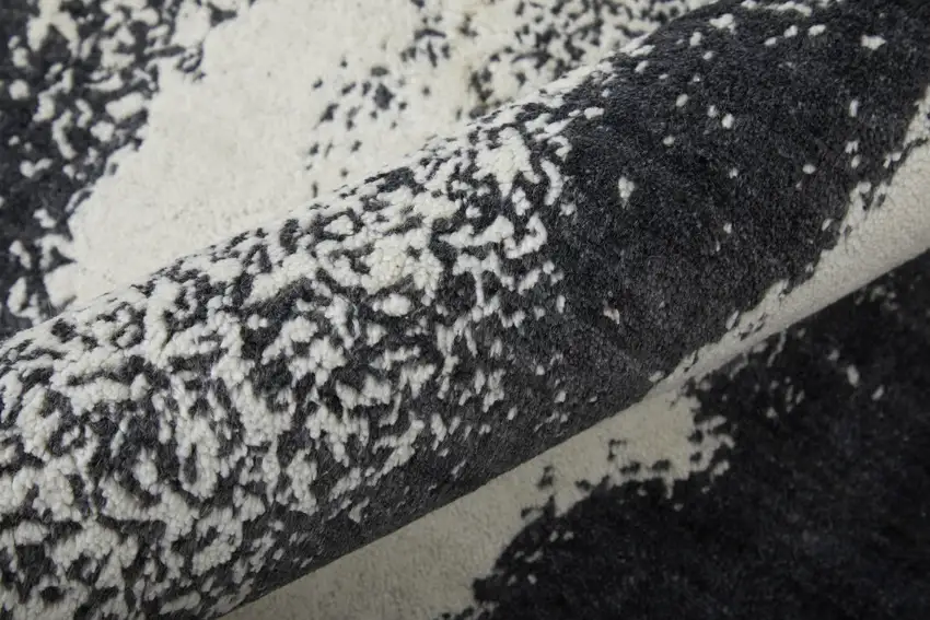 Black and Gray Abstract Hand Woven Area Rug Photo 8