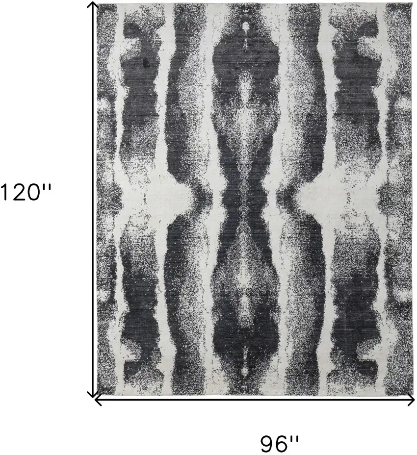 Black and Gray Abstract Hand Woven Area Rug Photo 3