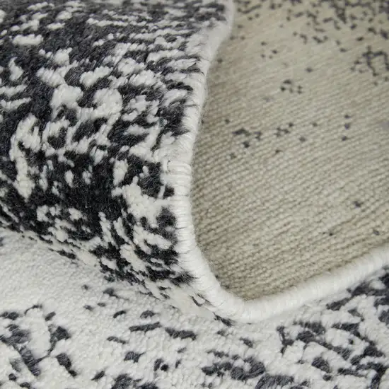 Black and Gray Abstract Hand Woven Area Rug Photo 7