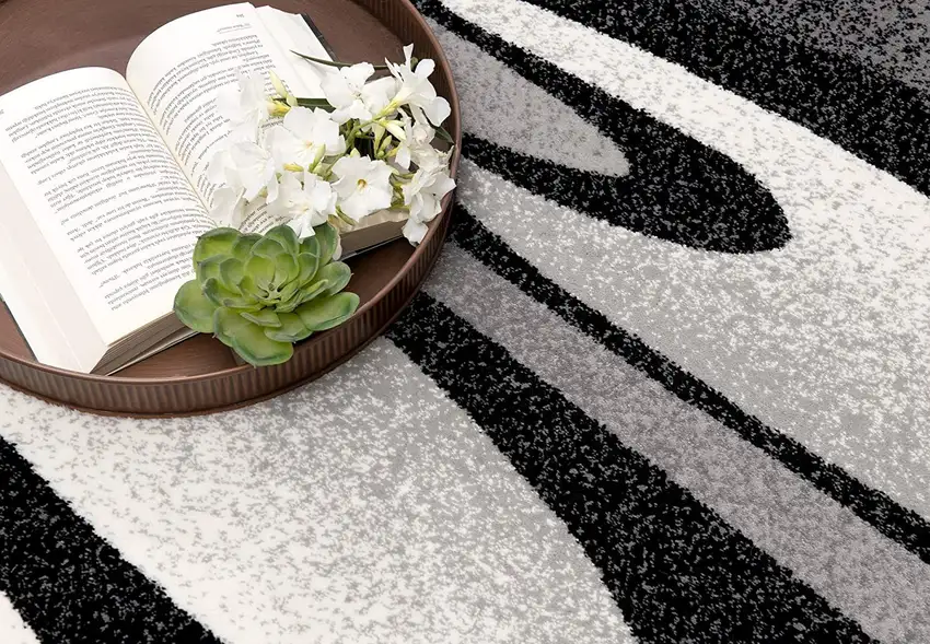 Black and Gray Abstract Marble Area Rug Photo 7