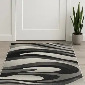 Photo of Black and Gray Abstract Marble Area Rug