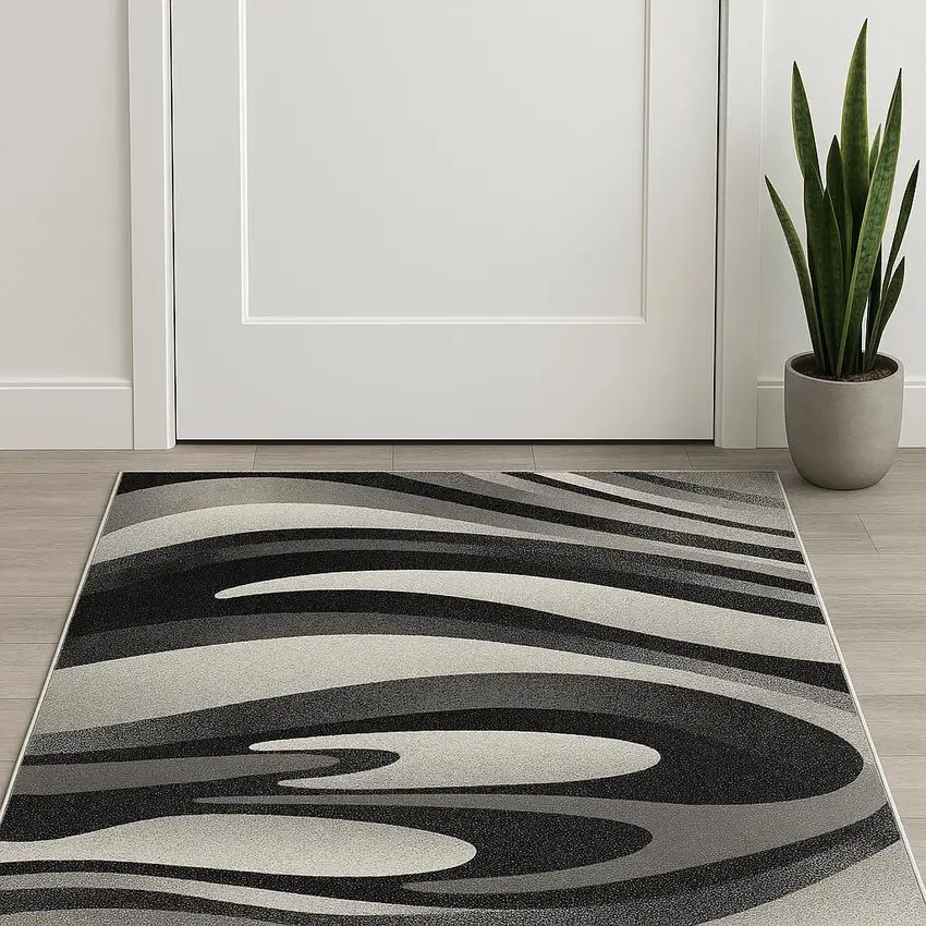 Gray Abstract Dhurrie Area Rug Photo 1