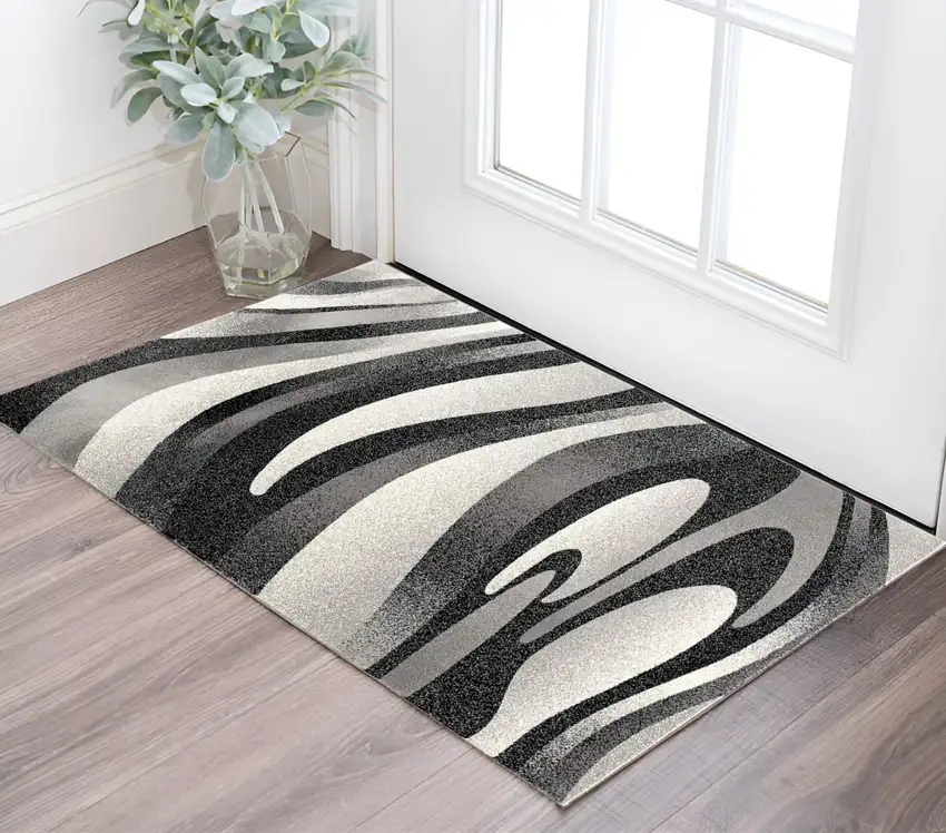 Gray Abstract Dhurrie Area Rug Photo 1