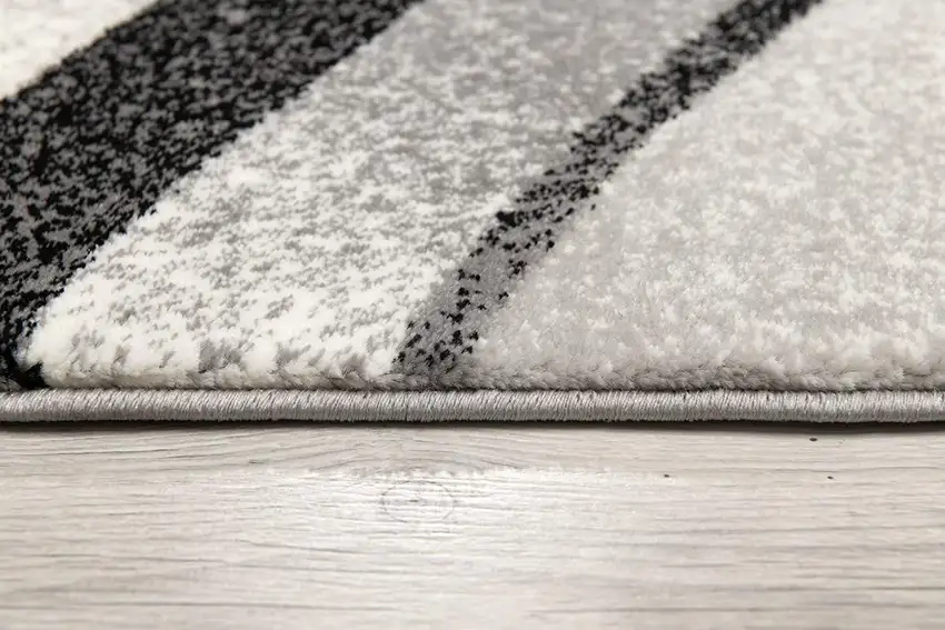Black and Gray Abstract Marble Area Rug Photo 6