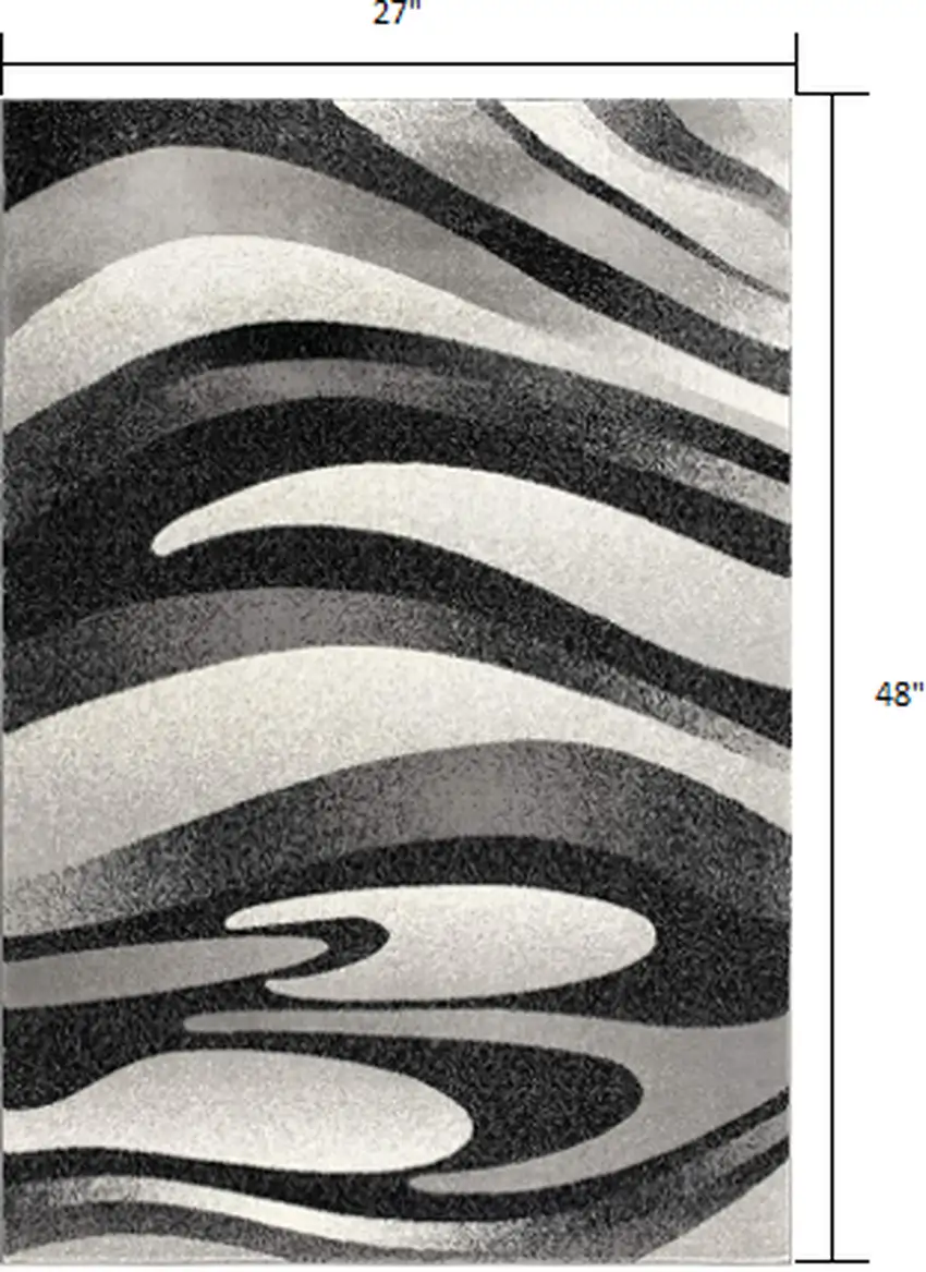 Black and Gray Abstract Marble Area Rug Photo 2