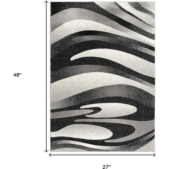 Gray Abstract Dhurrie Area Rug Photo 3