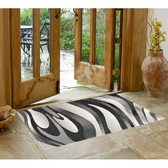 Gray Abstract Dhurrie Area Rug Photo 1