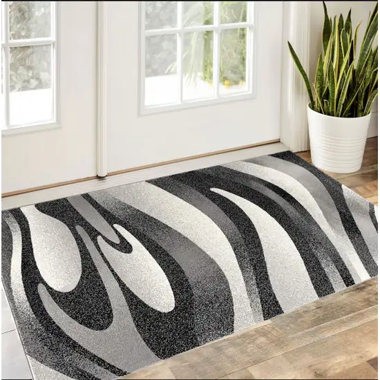 Gray Abstract Power Loom Area Rug Photo 1