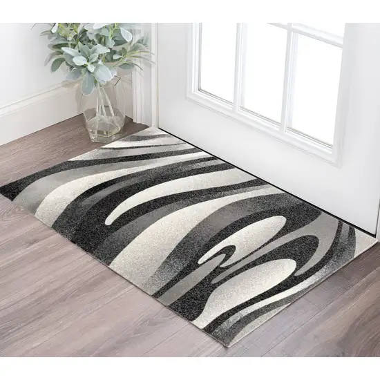 Gray Abstract Power Loom Area Rug Photo 1