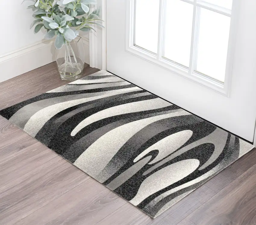 Gray Abstract Power Loom Area Rug Photo 1