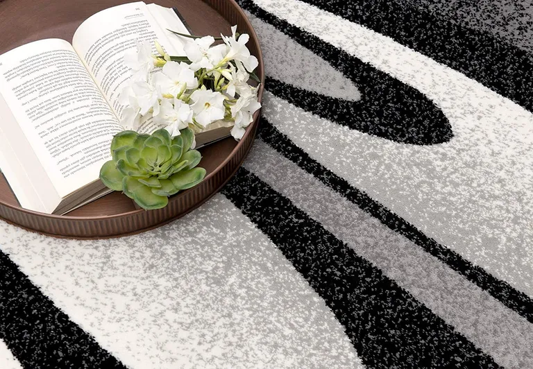 Black and Gray Abstract Marble Area Rug Photo 4