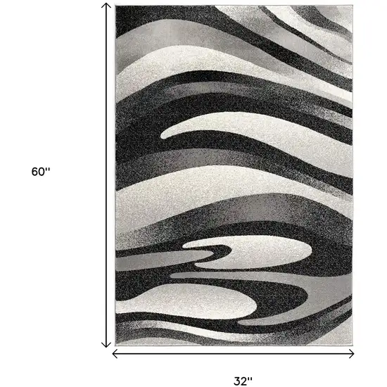 Gray Abstract Power Loom Area Rug Photo 4