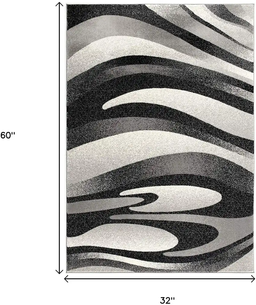 Gray Abstract Power Loom Area Rug Photo 4