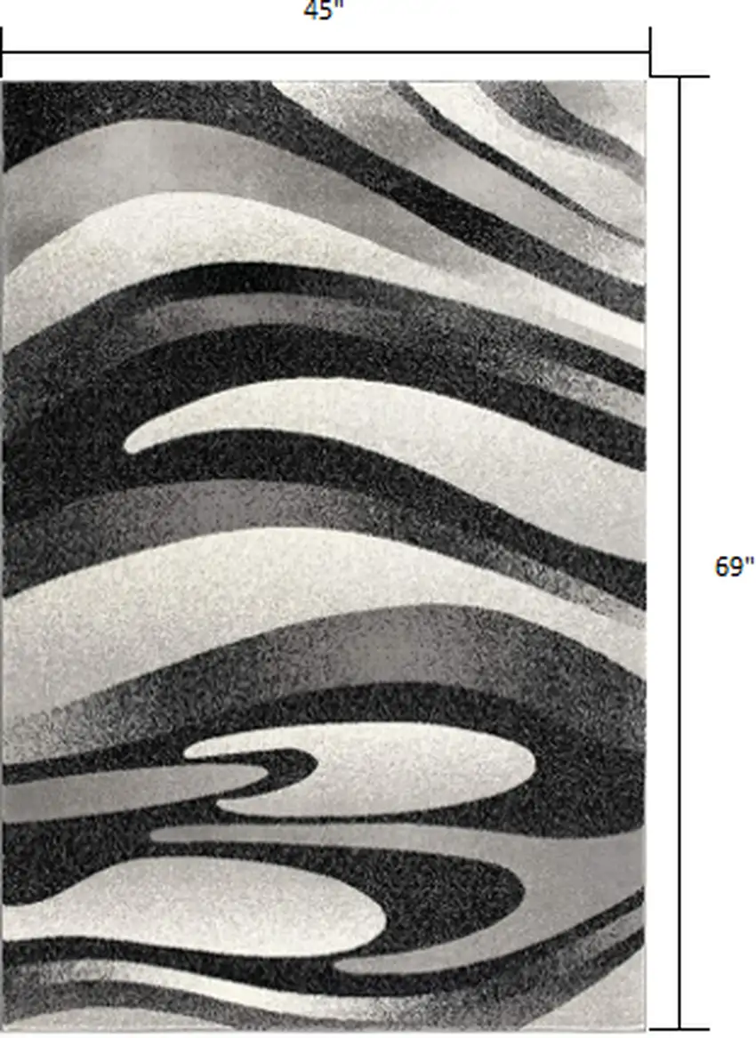 Gray Abstract Power Loom Area Rug Photo 3