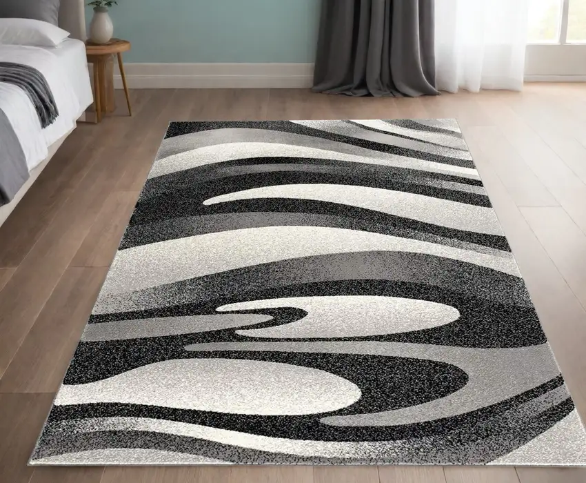 Gray Abstract Power Loom Area Rug Photo 1