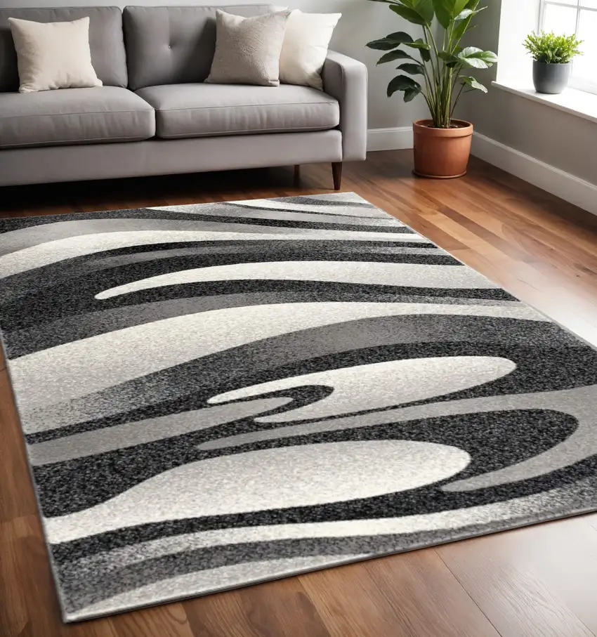 Gray Abstract Dhurrie Area Rug Photo 2