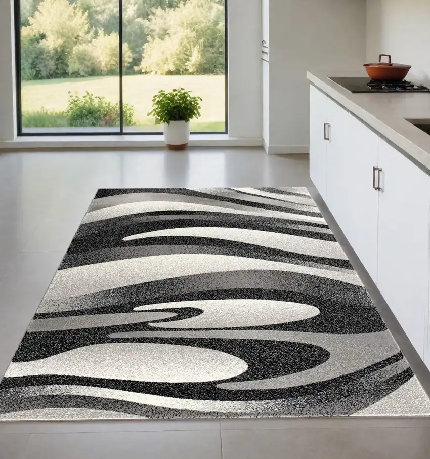 Gray Abstract Dhurrie Area Rug Photo 1