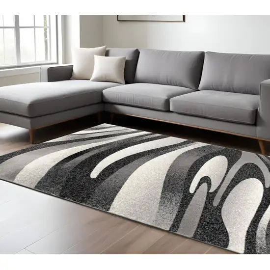 Gray Abstract Dhurrie Area Rug Photo 2