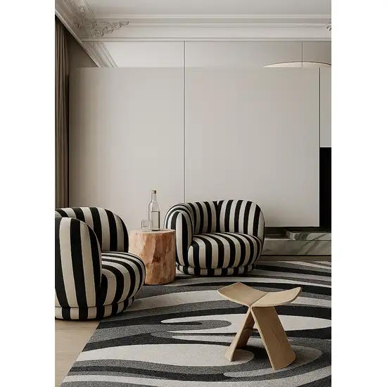 Gray Abstract Dhurrie Area Rug Photo 6