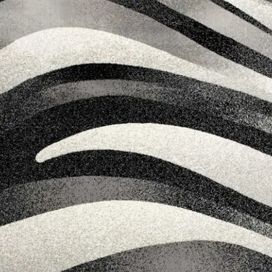 10' Black Gray and White Marble Power Loom Runner Rug Photo 3