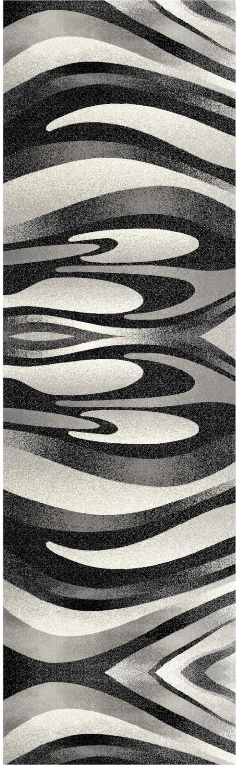 Black and Gray Abstract Marble Runner Rug Photo 5