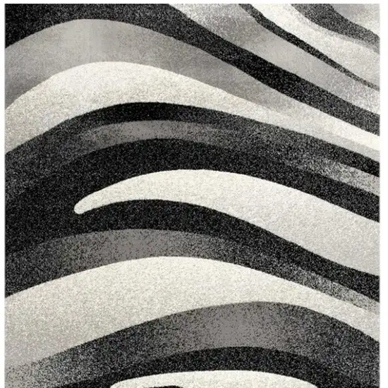 10' Black Gray and White Marble Power Loom Runner Rug Photo 4
