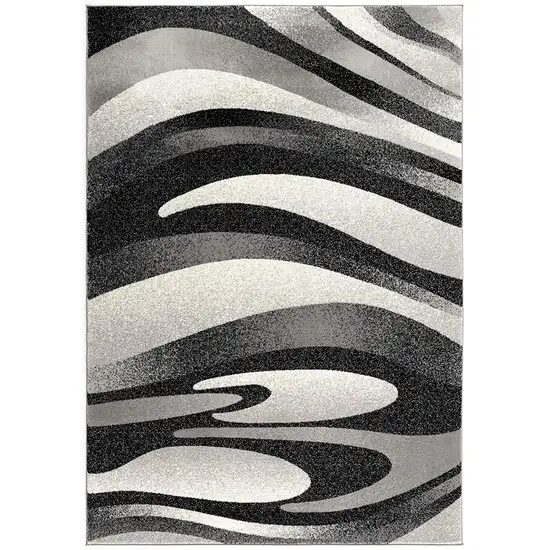 Black and Gray Abstract Marble Runner Rug Photo 1