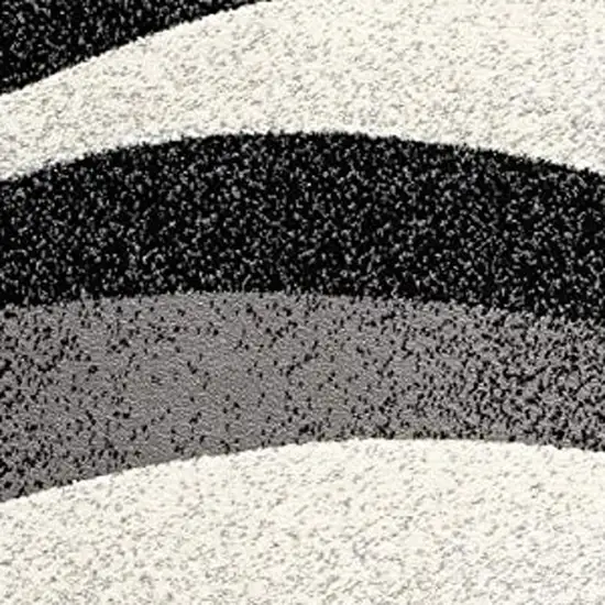 13' Black And Gray Abstract Shag Runner Rug Photo 4
