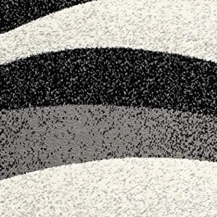 13' Black And Gray Abstract Shag Runner Rug Photo 4