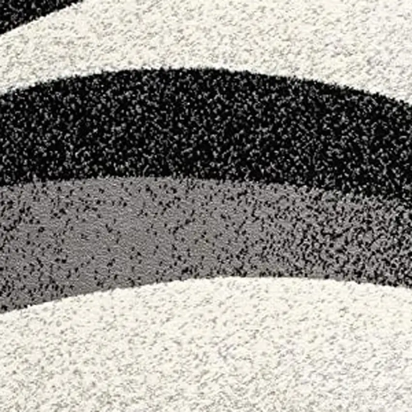 13' Black And Gray Abstract Shag Runner Rug Photo 8