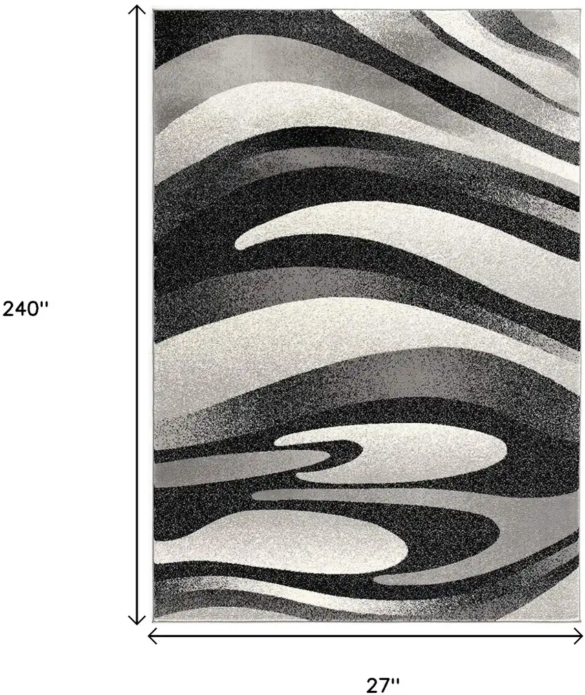 20' Black And Gray Abstract Runner Rug Photo 7
