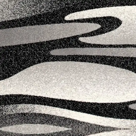 8' Grey Abstract Power Loom Runner Rug Photo 3