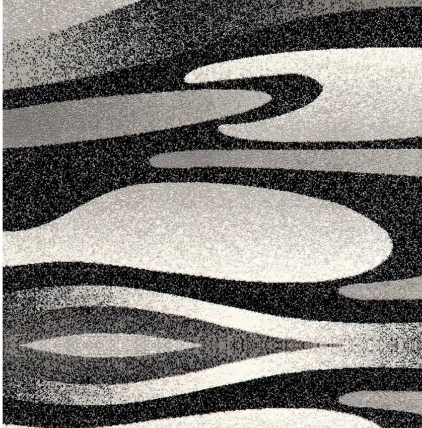 8' Grey Abstract Power Loom Runner Rug Photo 4