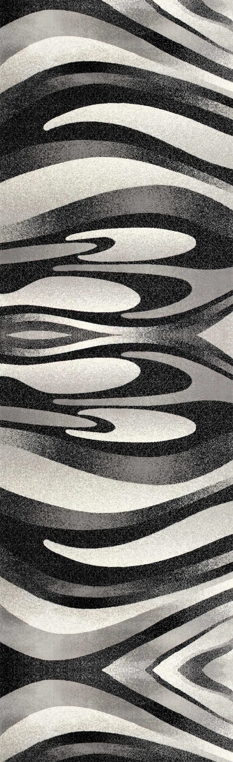 Black and Gray Abstract Marble Runner Rug Photo 4