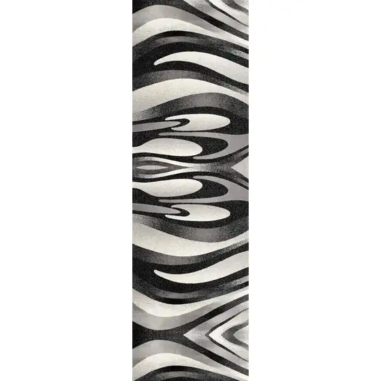 8' Grey Abstract Power Loom Runner Rug Photo 1