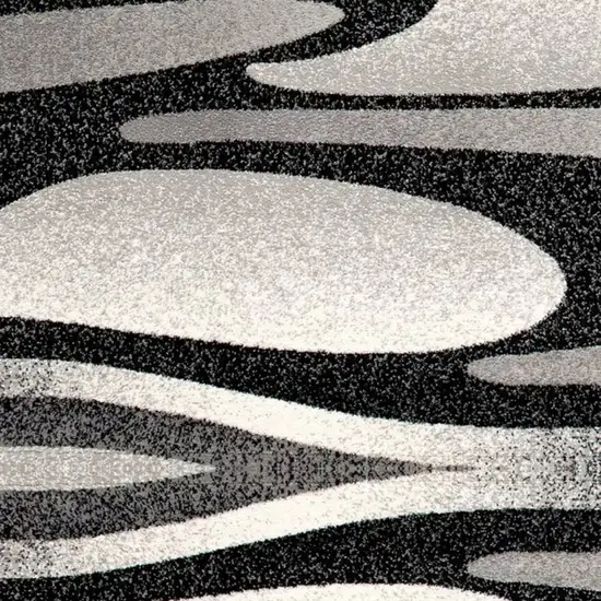 8' Grey Abstract Power Loom Runner Rug Photo 7