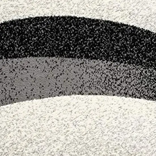 13' Black And Gray Abstract Shag Runner Rug Photo 4