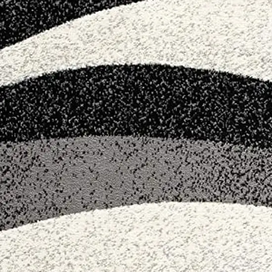 13' Black And Gray Abstract Shag Runner Rug Photo 8