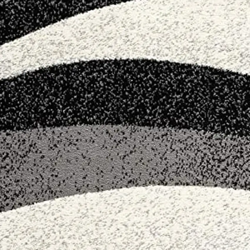 13' Black And Gray Abstract Shag Runner Rug Photo 8