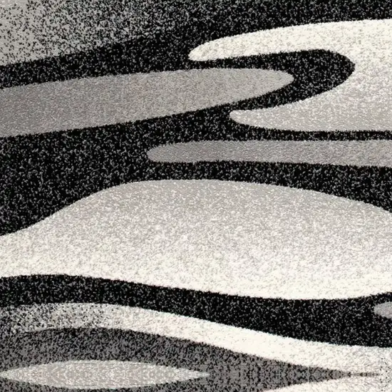 8' Gray Abstract Power Loom Runner Rug Photo 7