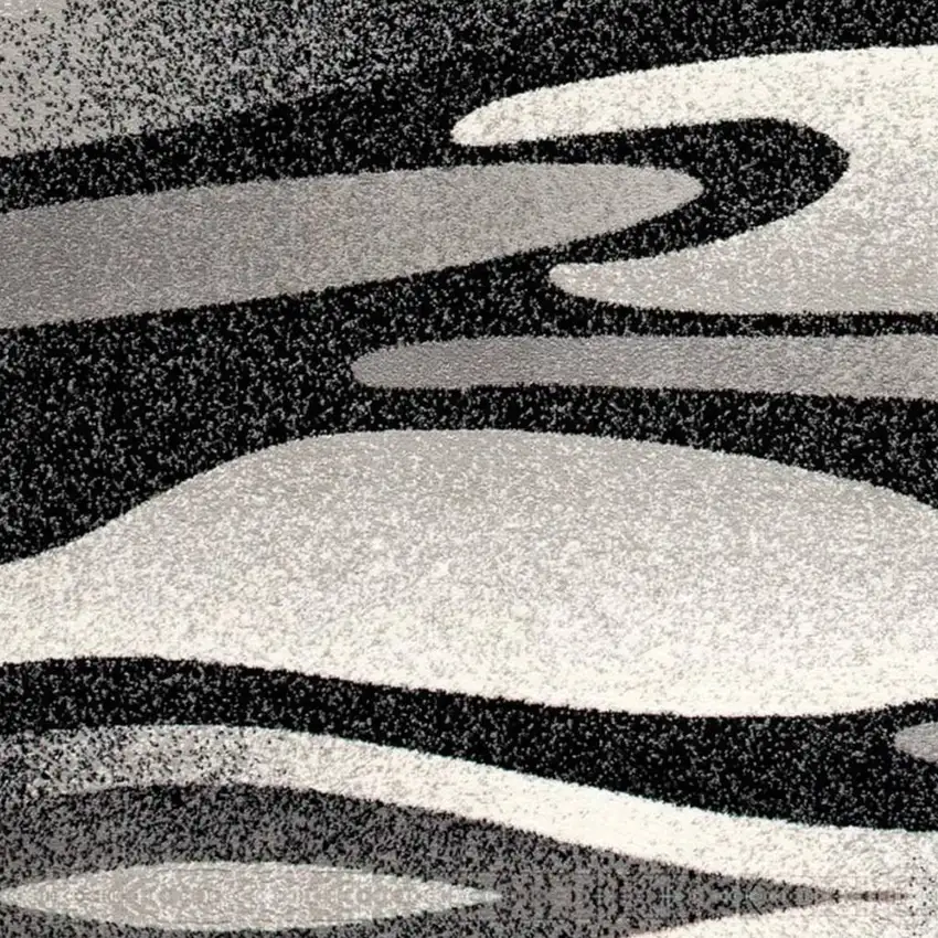 8' Gray Abstract Power Loom Runner Rug Photo 7