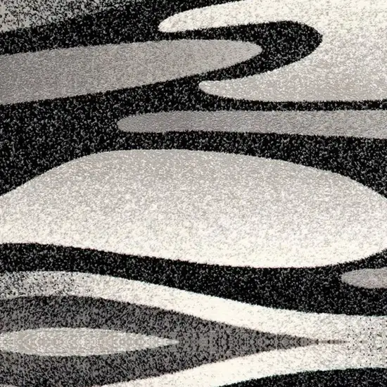 8' Gray Abstract Power Loom Runner Rug Photo 3