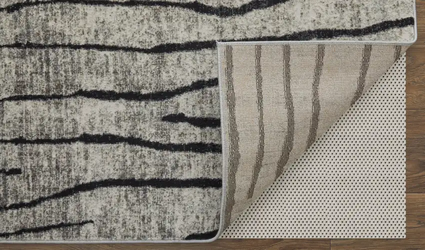 Black and Gray Abstract Power Loom Area Rug Photo 7