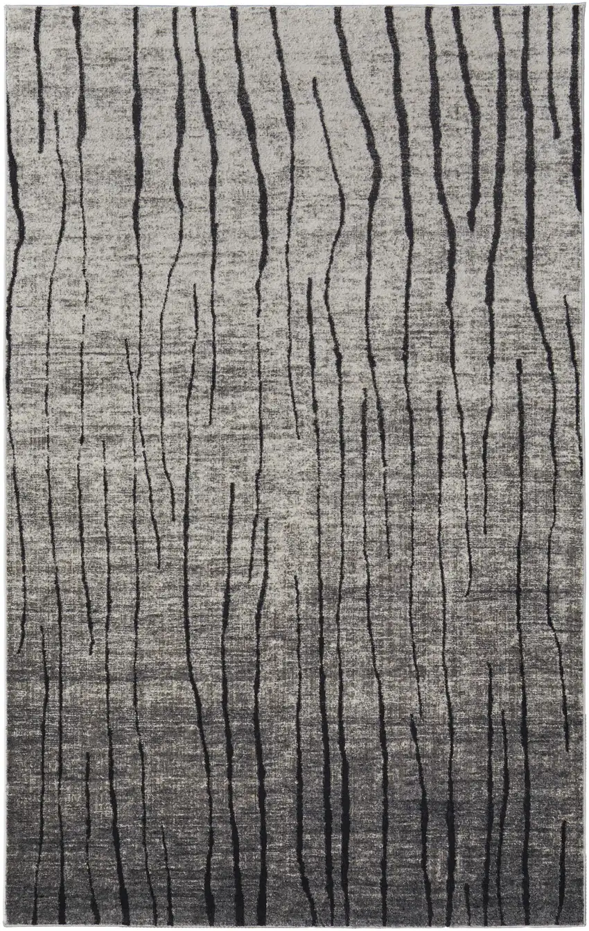 Black and Gray Abstract Power Loom Area Rug Photo 2