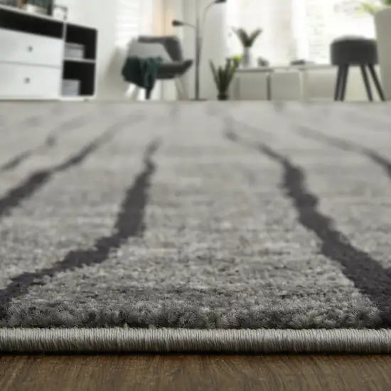 Black and Gray Abstract Power Loom Area Rug Photo 4